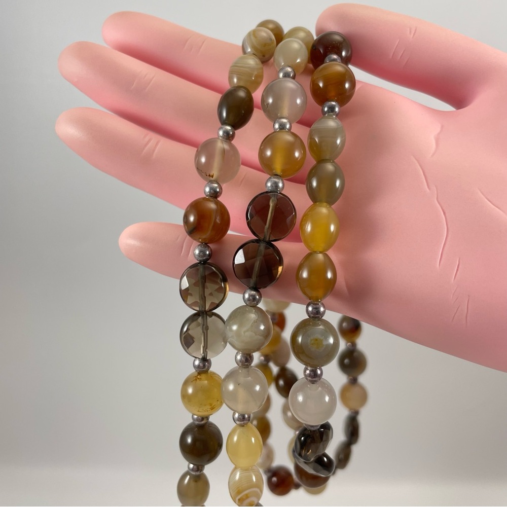 Necklace Gemstone Agate Quartz Beaded Statement Boho Classic Stunning Sterling
